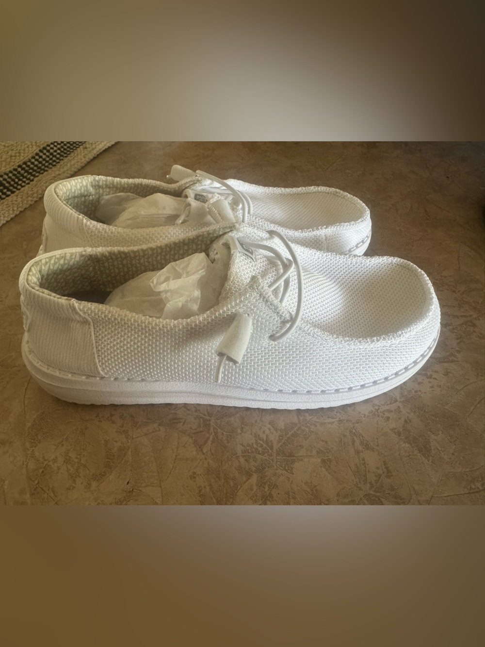 Hey Dude Women's All-White Lightweight Knit Slip-On Sneakers